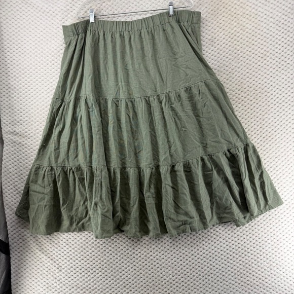 YOU + ALL Skirt Womens Green Boho Midi Tiered Button Front Plus Size US 20 EU 52 - Picture 7 of 7